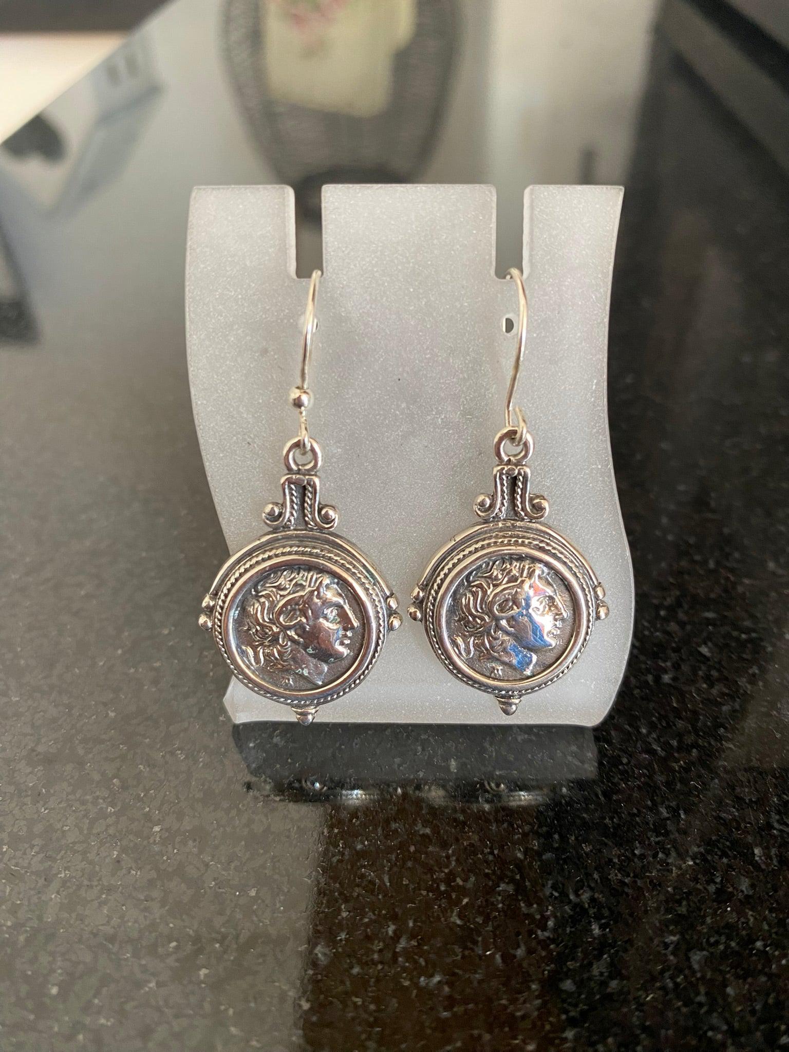 Alexander the Great Earrings, sterling silver earrings, handmade earrings (AG-08)