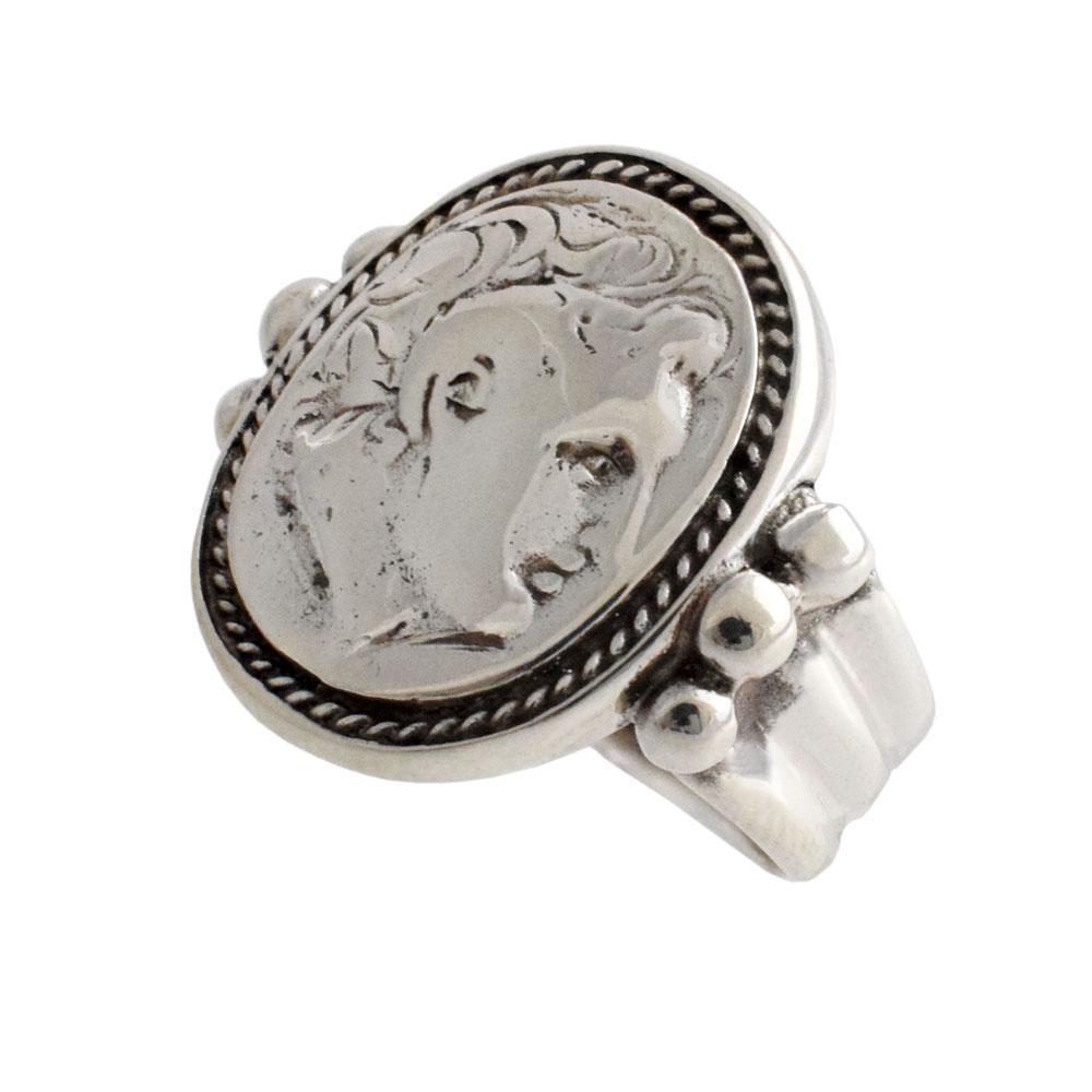 Alexander the Great Portait Coin Ring in Sterling Silver (DT-102)