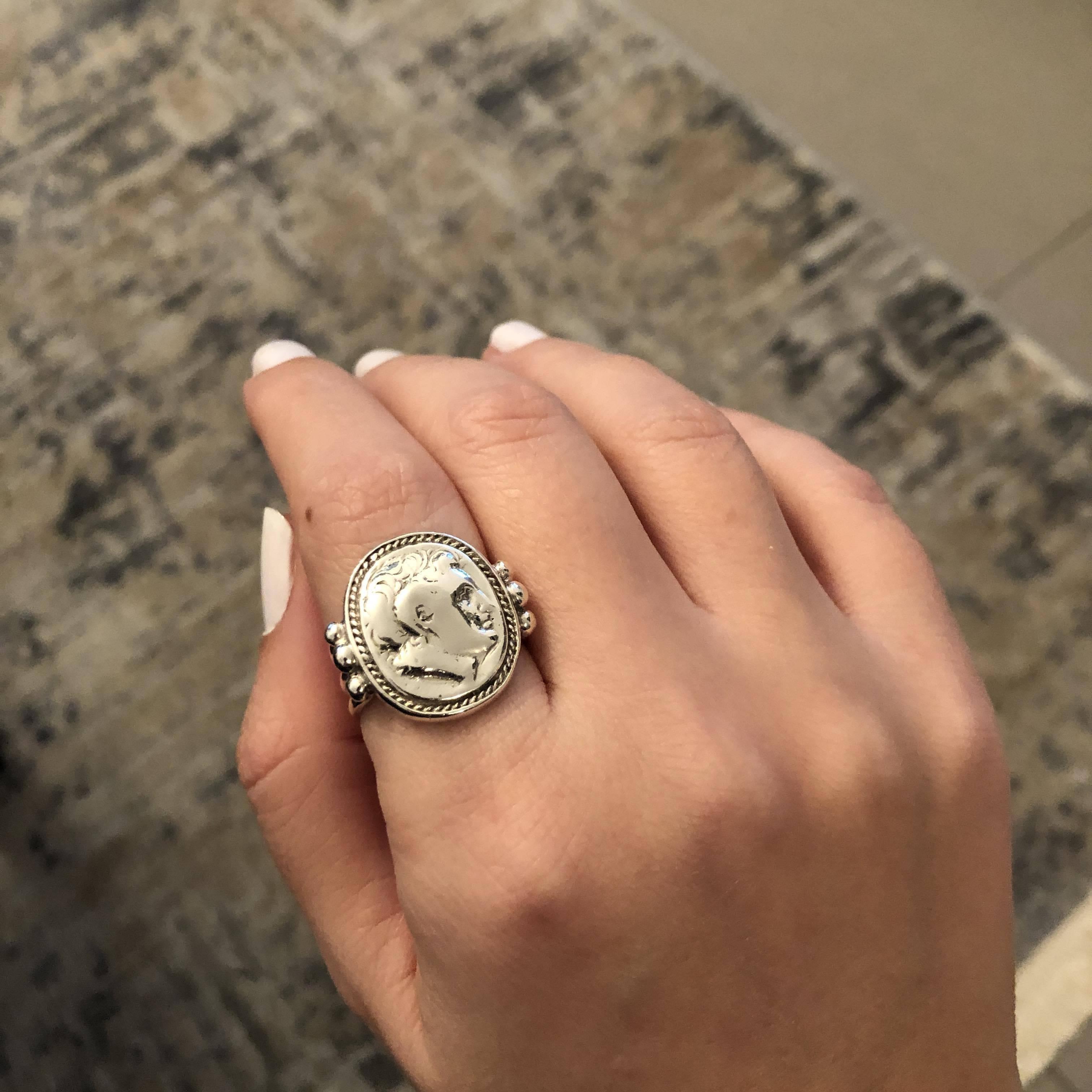 Alexander the Great Portait Coin Ring in Sterling Silver (DT-102)