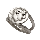 Alexander the Great Portrait Coin Ring in Sterling Silver, Ancient Coin Ring (DT-105)