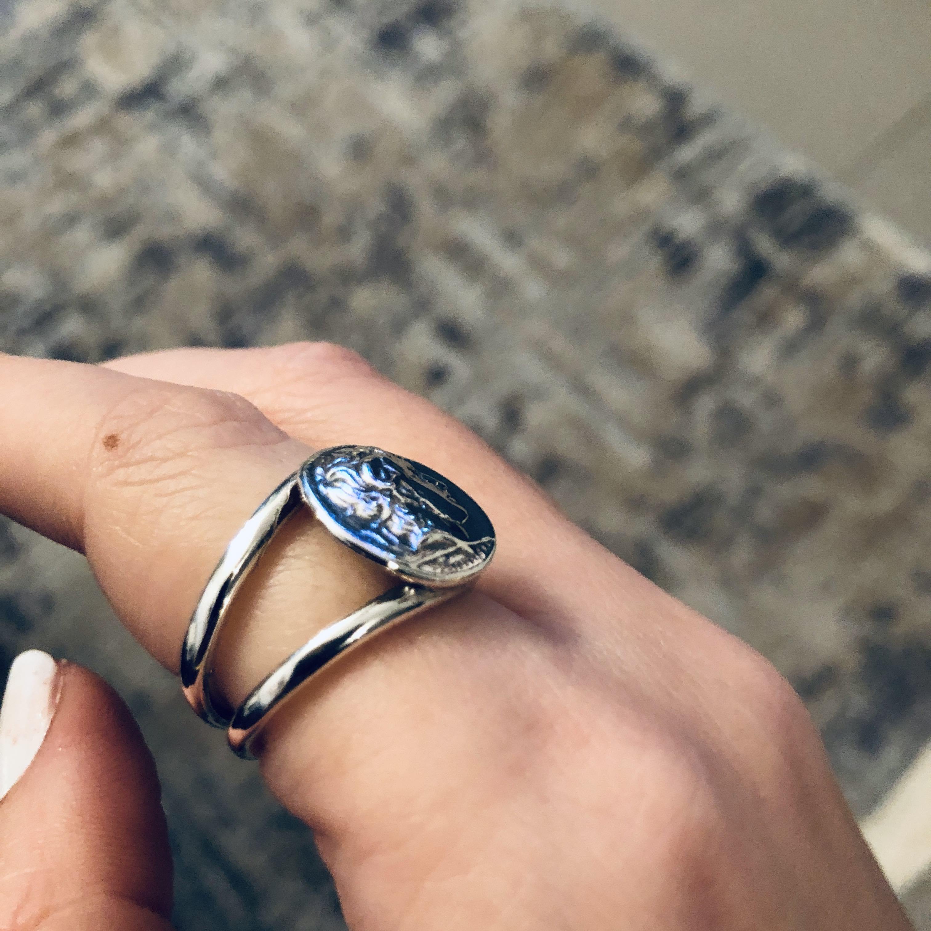 Alexander the Great Portrait Coin Ring in Sterling Silver (DT-105)