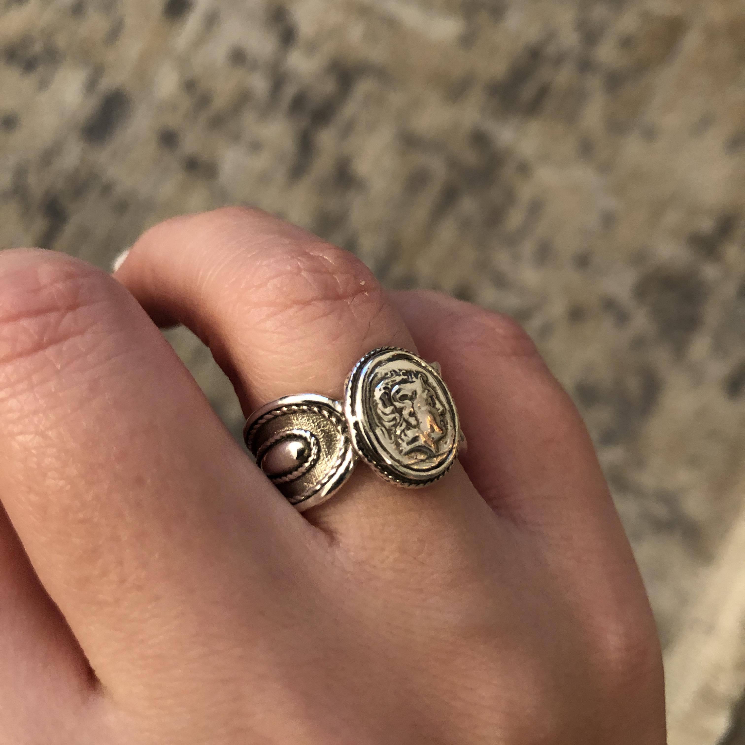 Alexander the Great Portrait Coin Ring in Sterling Silver, Ancient Coin Ring, Men Coin Ring, Statement 2024 Unisex Ring, Greek Jewelry