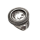 Alexander the Great Portrait Coin Ring in Sterling Silver (DT-114)