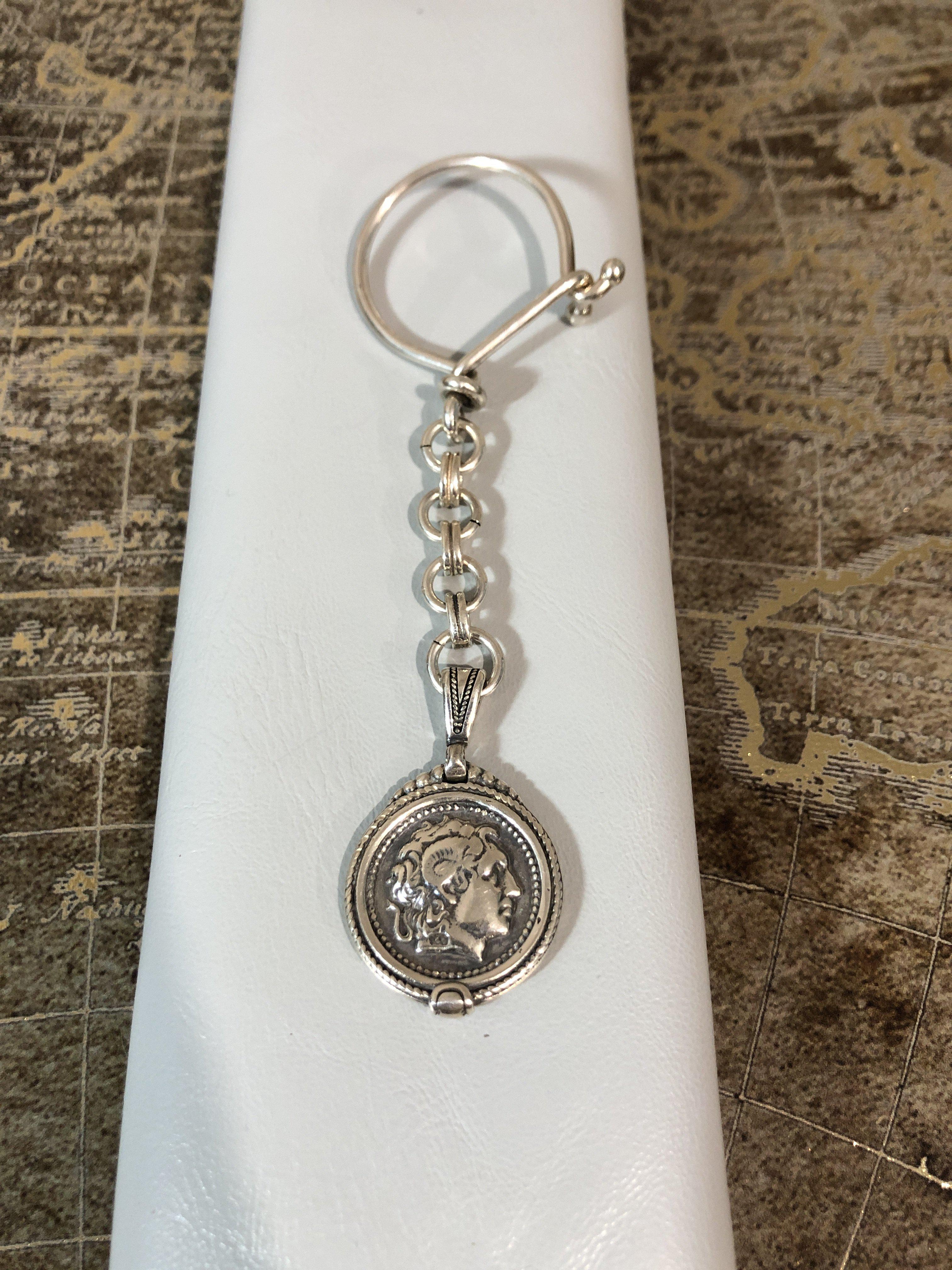 Alexander the Great keychain in sterling silver (MP-31)