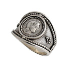 Athena Goddess Coin Ring, Handmade Ring, Greek Jewelry, Sterling Silver Ring (DT-113)