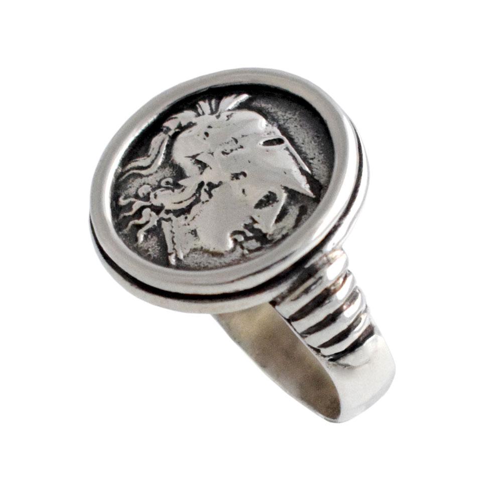 Athena Goddess Coin Ring, Handmade Ring, Sterling Silver Ring (DT-112)