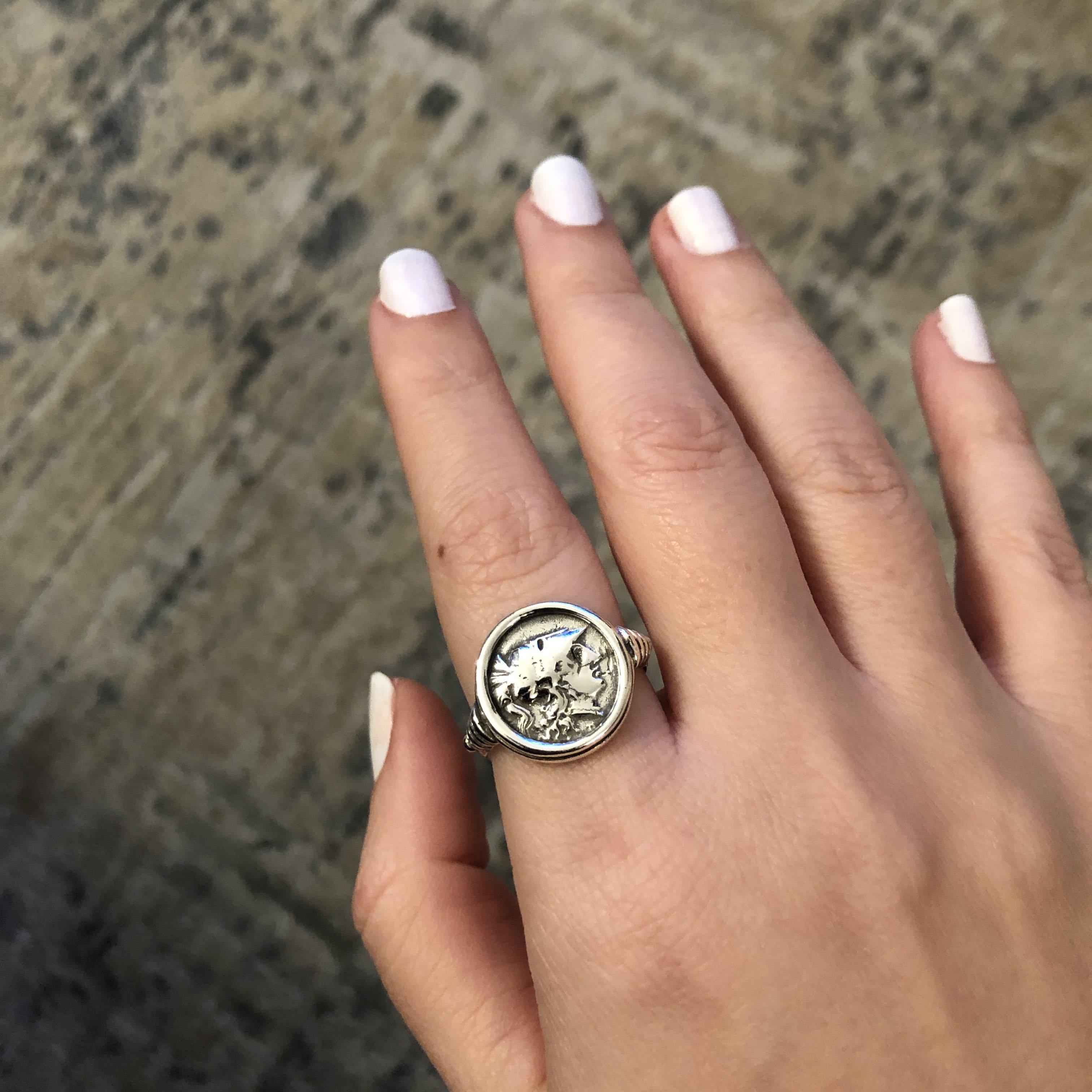 Athena Goddess Coin Ring, Handmade Ring, Sterling Silver Ring (DT-112)