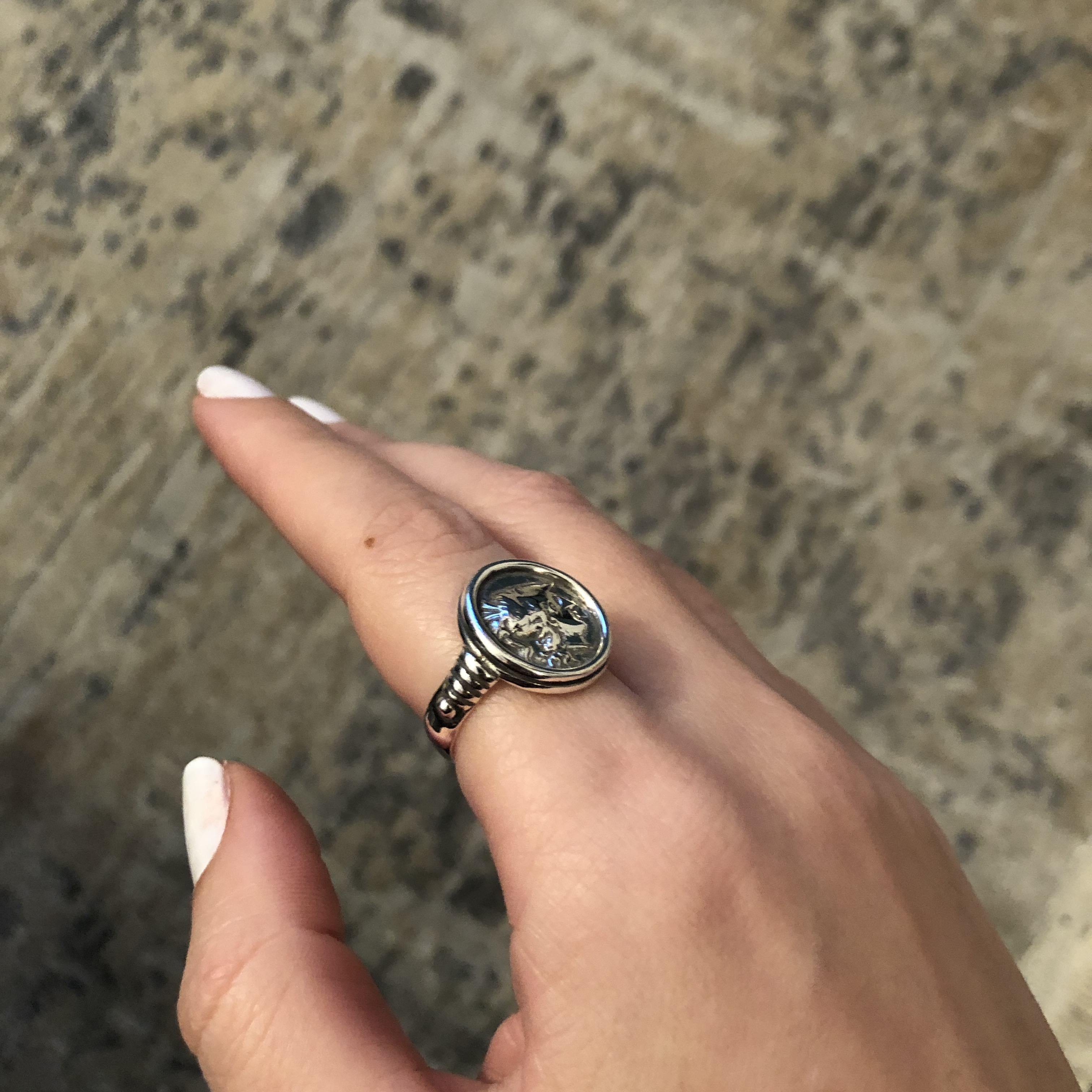 Athena Goddess Coin Ring, Handmade Ring, Sterling Silver Ring (DT-112)