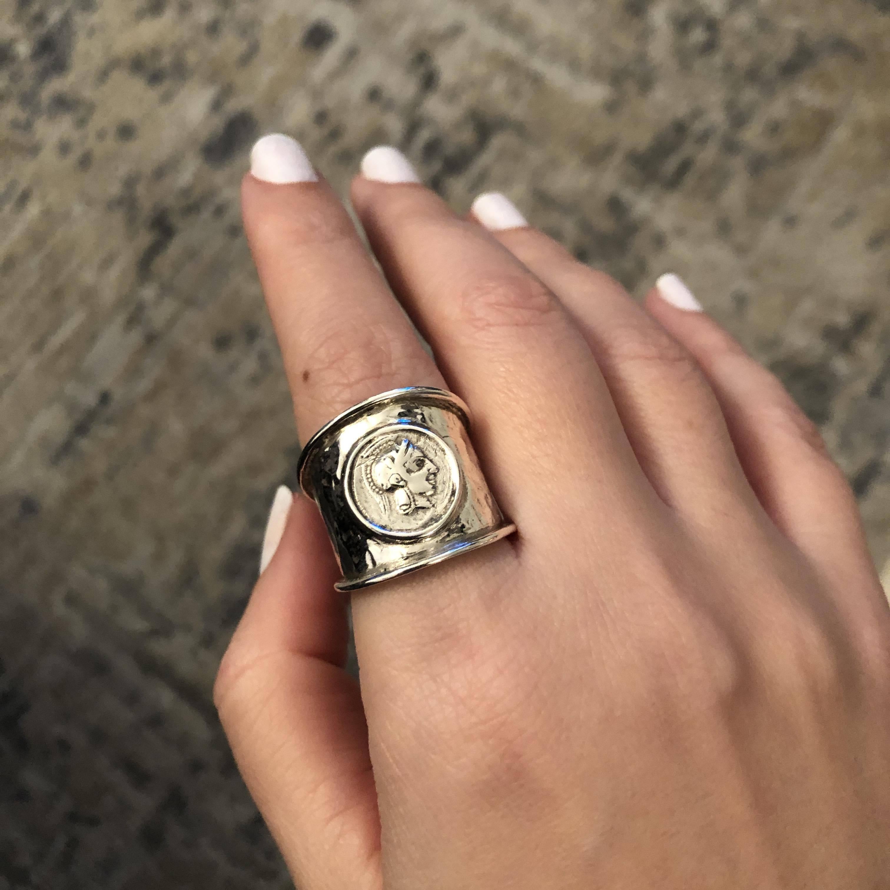 Athena Goddess Coin Ring in Sterling Silver (DT-100)