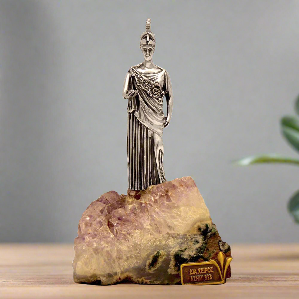 Athena Goddess statue, Piraeus Athena Greek Goddess of Wisdom and War, Sterling Silver Statue (A-04)