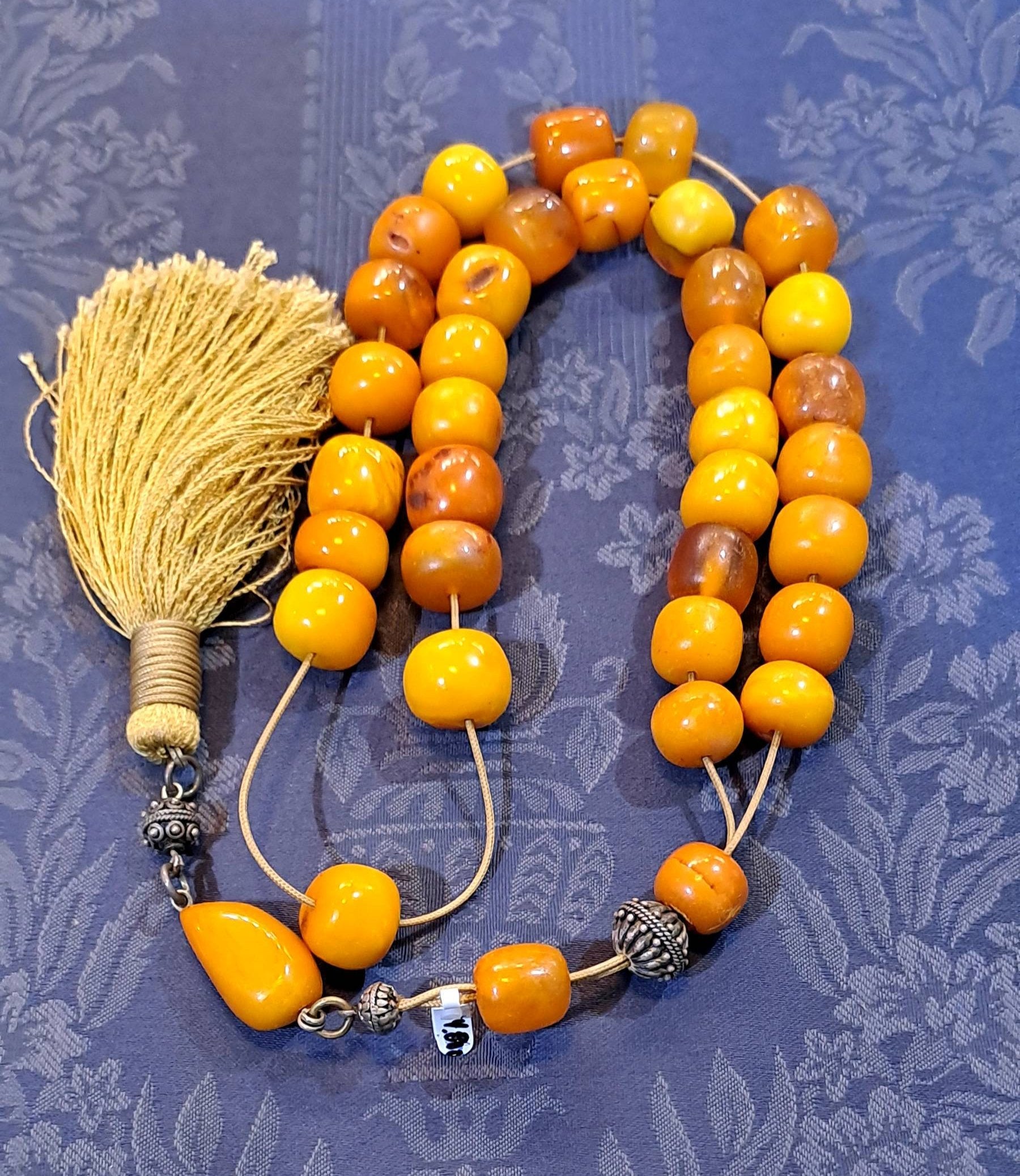 Authentic Old Amber Komboloi, Collectible (Old Amber Rosary) (ROS-43)