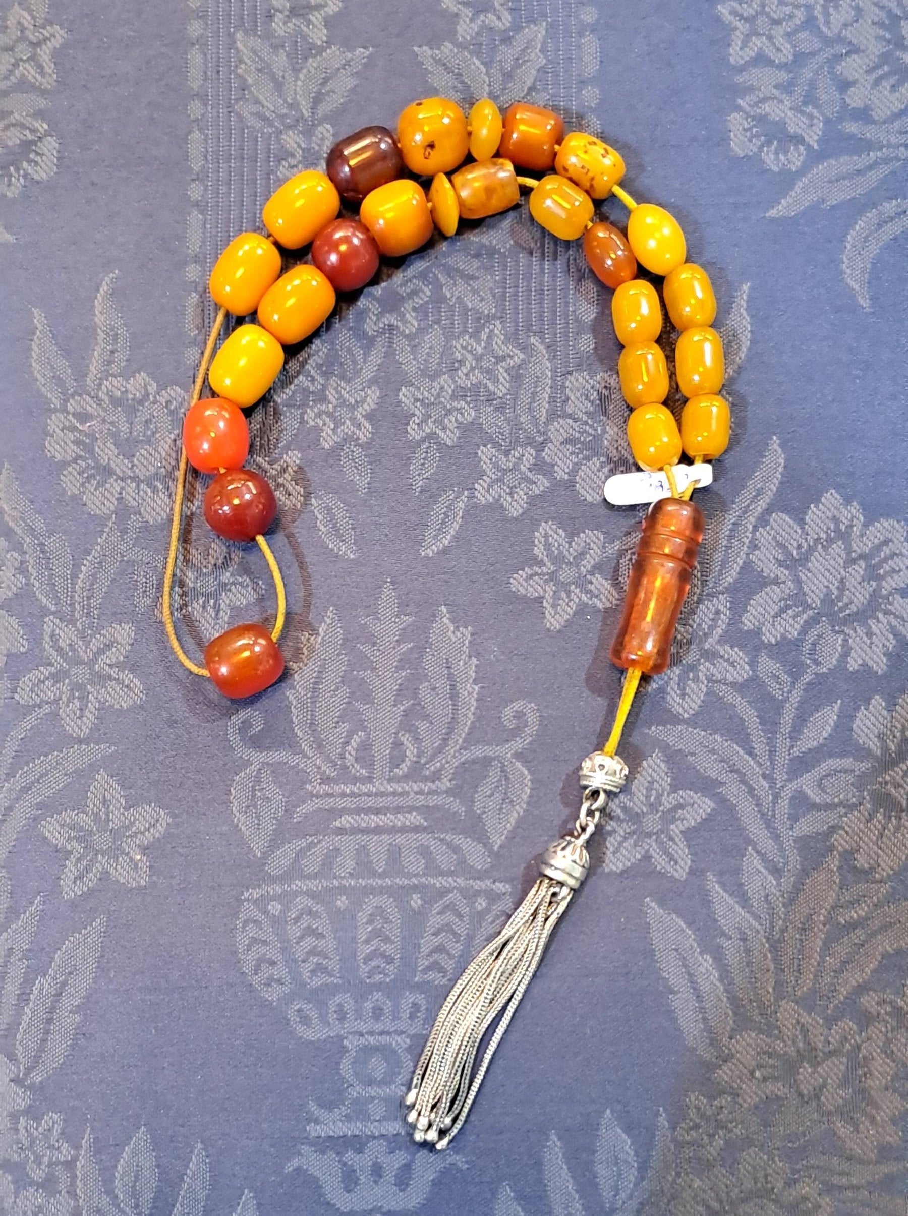 Authentic Old Amber Komboloi (Old Amber Rosary) (ROS-40)