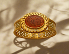 Bracelet in Gold 18k, perforated gold bracelet, handmade bracelet, with a seal stone carnelian