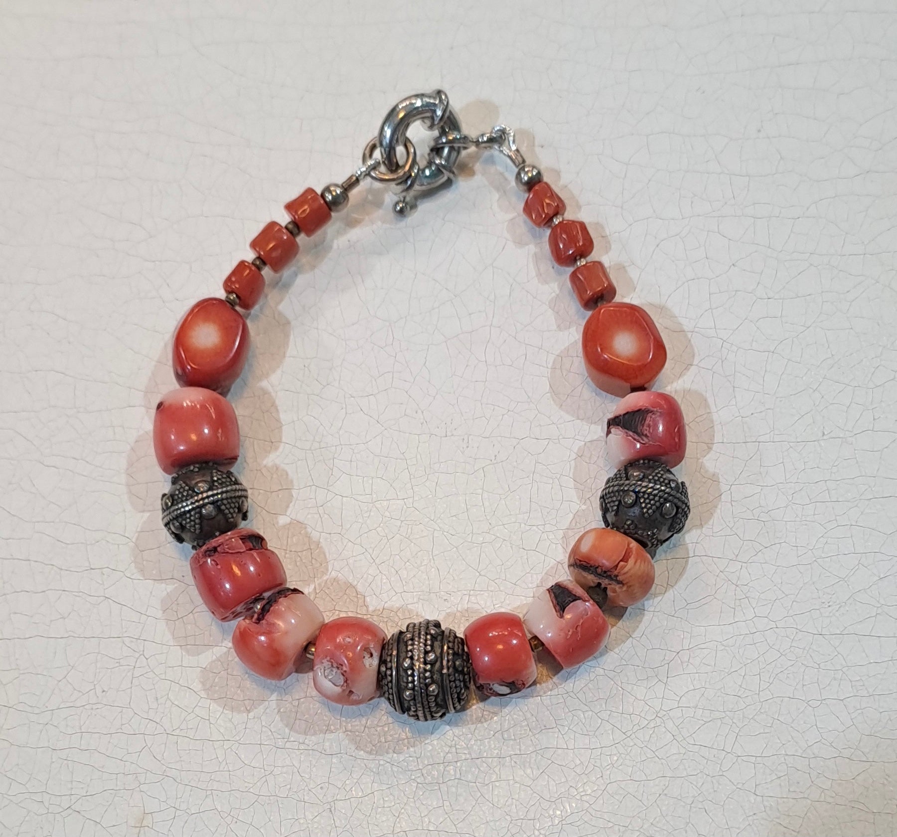 Bracelet in silver 925 with red coral