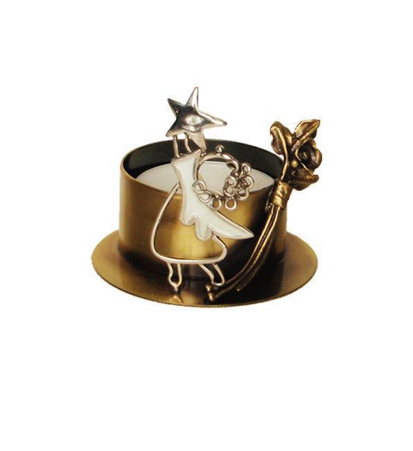 Bronze Candleholder with Silver Star (KU-04)