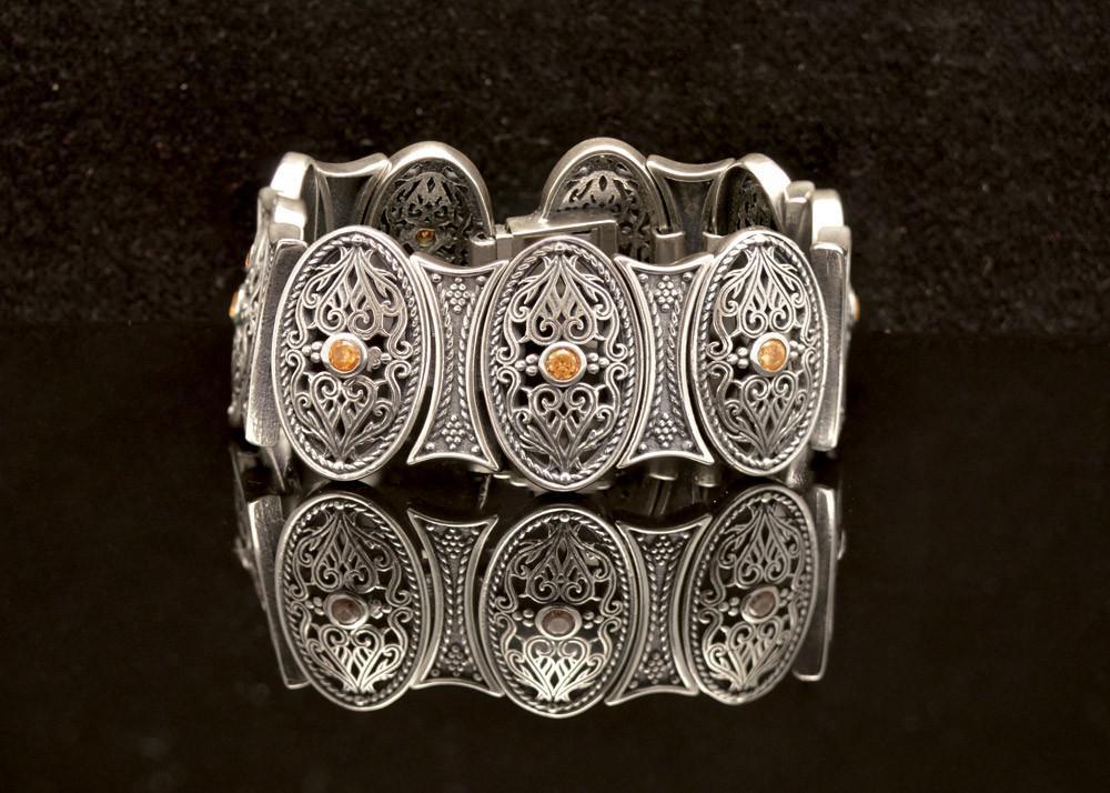 Byzantine Bracelet in Sterling Silver with zircon (B-10)