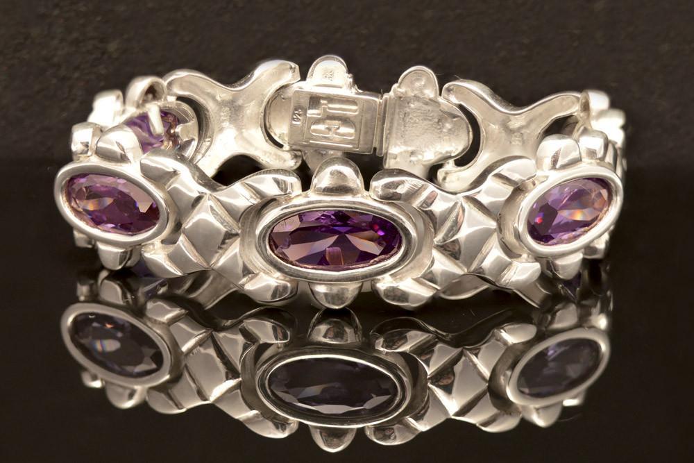 Byzantine Bracelet in Sterling Silver with zircon (B-26)