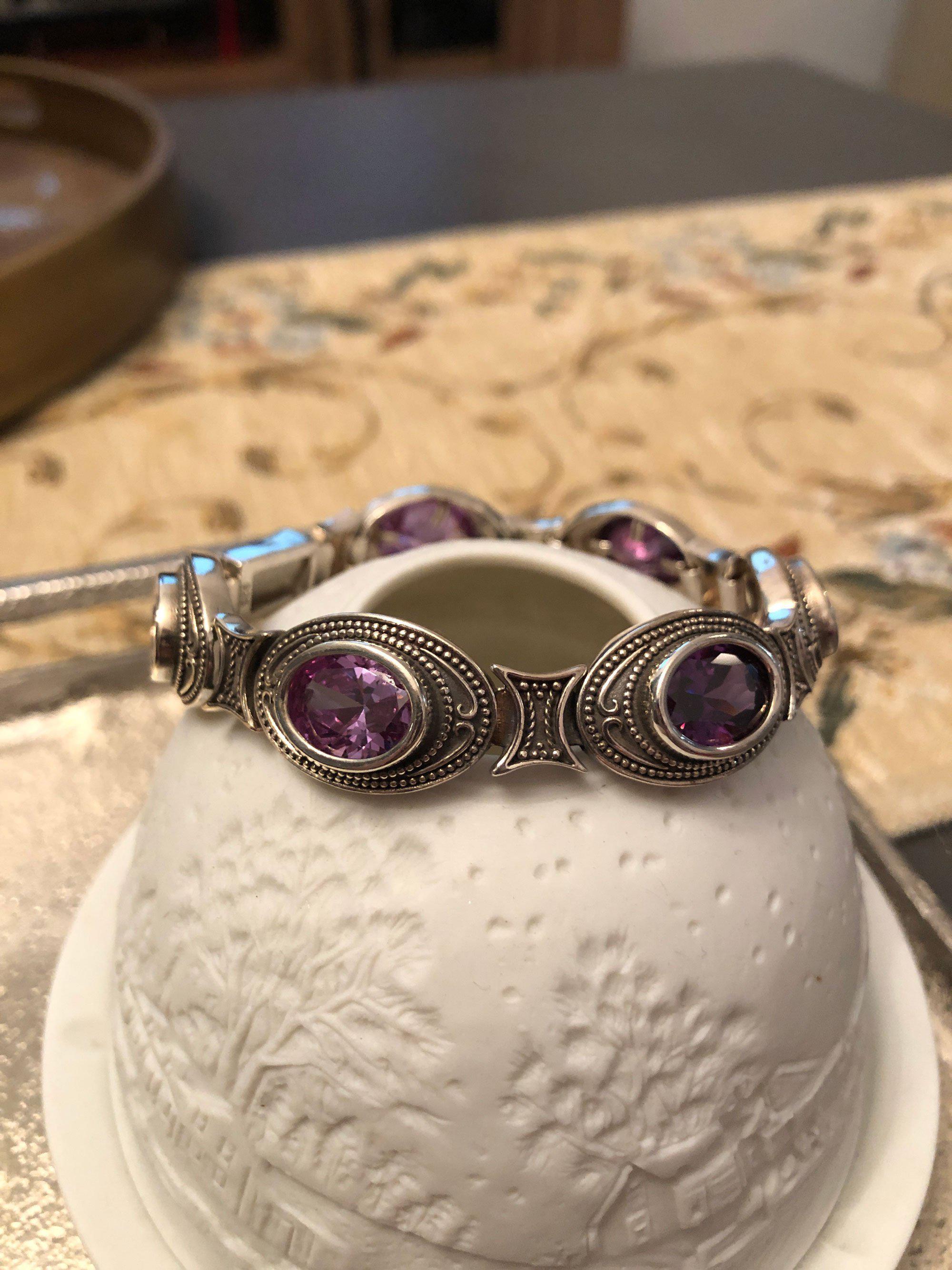 Byzantine Bracelet in Sterling Silver with zircon (B-28)