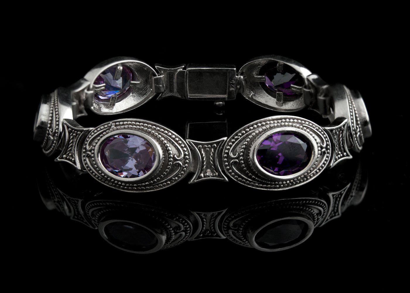 Byzantine Bracelet in Sterling Silver with zircon (B-28)