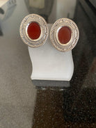 Byzantine Earrings in Sterling Silver with Carnelian (GT-01)