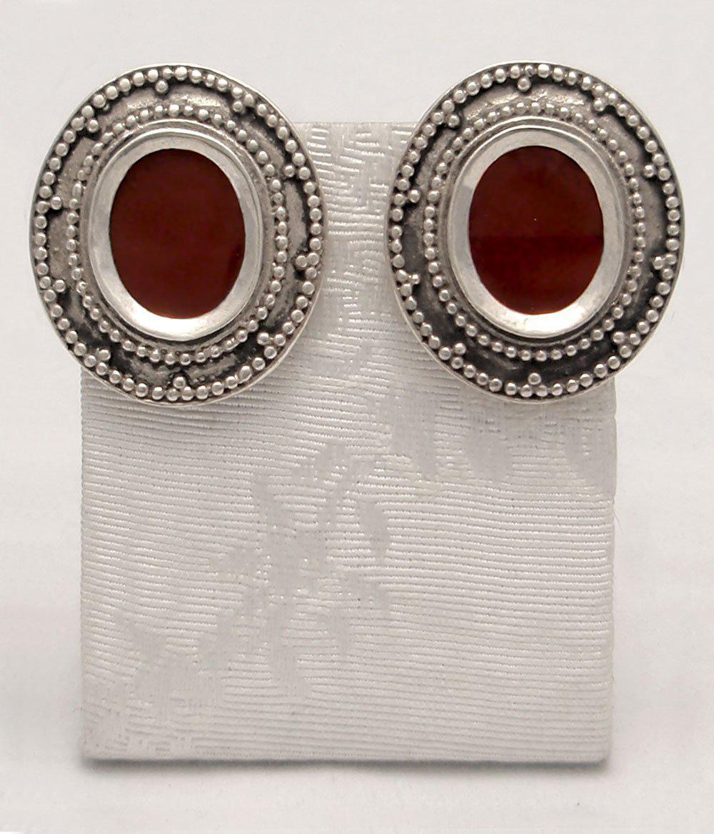 Byzantine Earrings in Sterling Silver with Carnelian (GT-01)