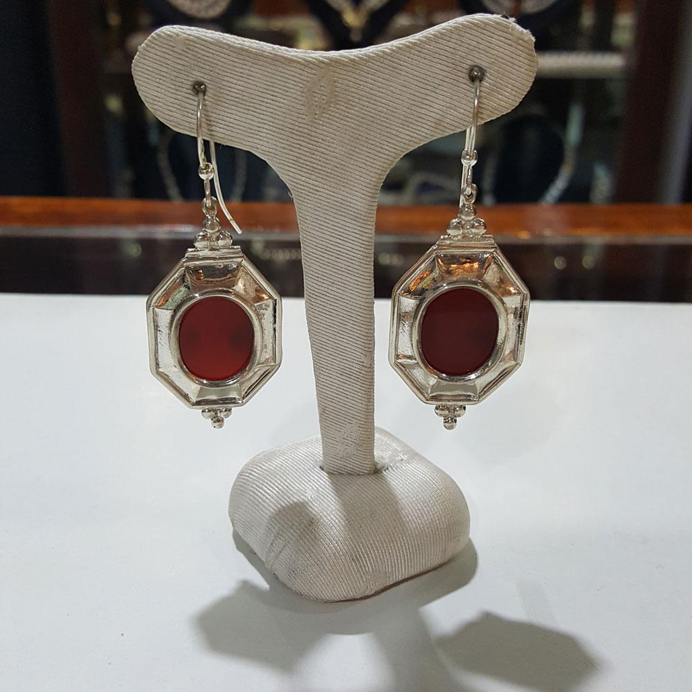 Byzantine Earrings in Sterling Silver with Carnelian (GT-10)