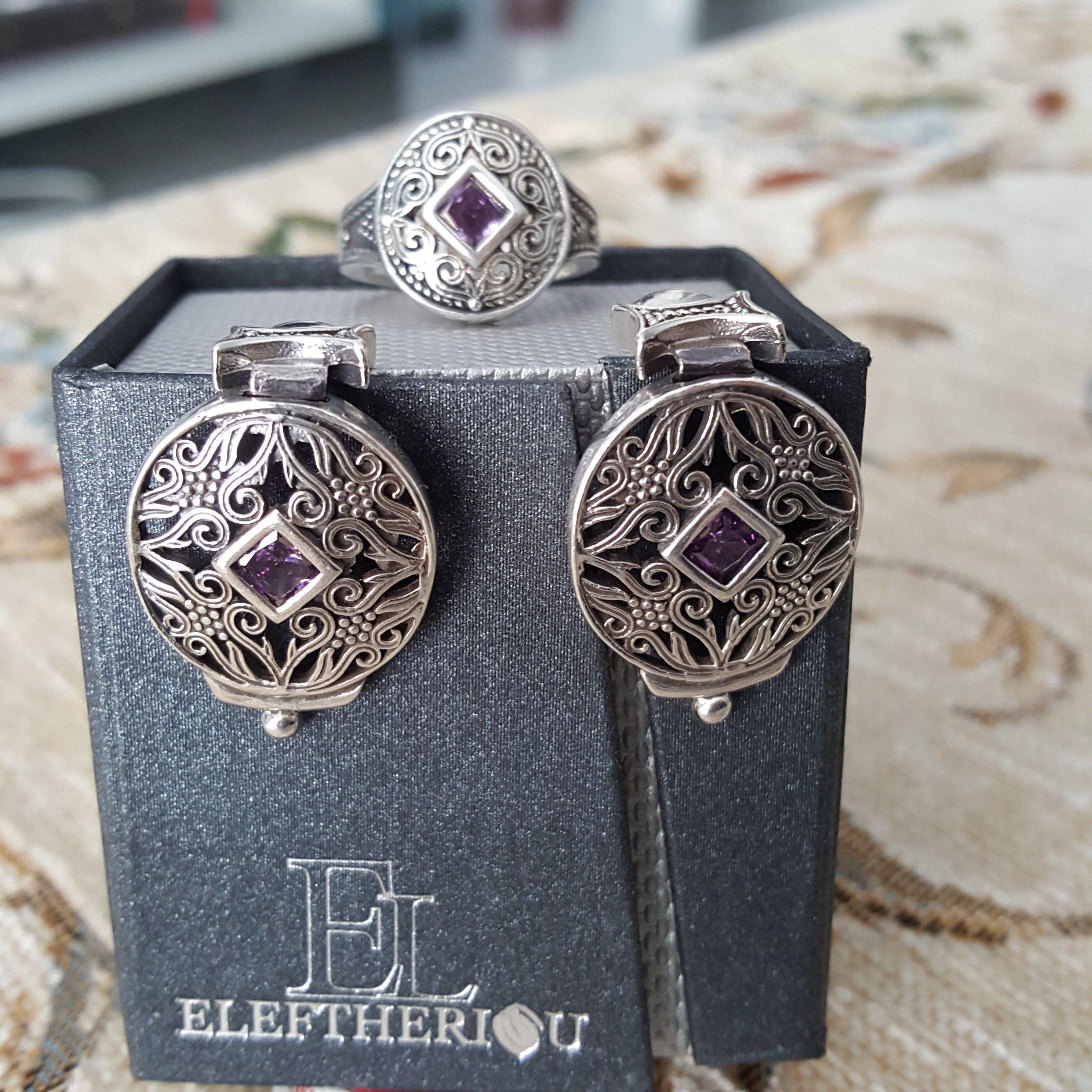 Byzantine Earrings in Sterling Silver with zircon (GT-08)