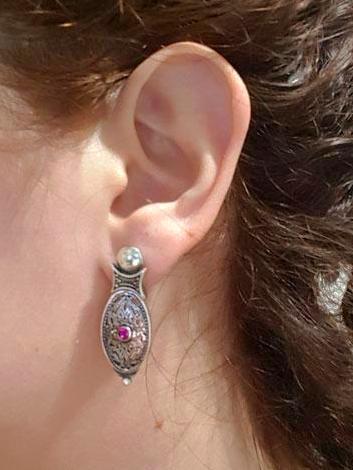 Byzantine Earrings in Sterling Silver with zircon (GT-09)