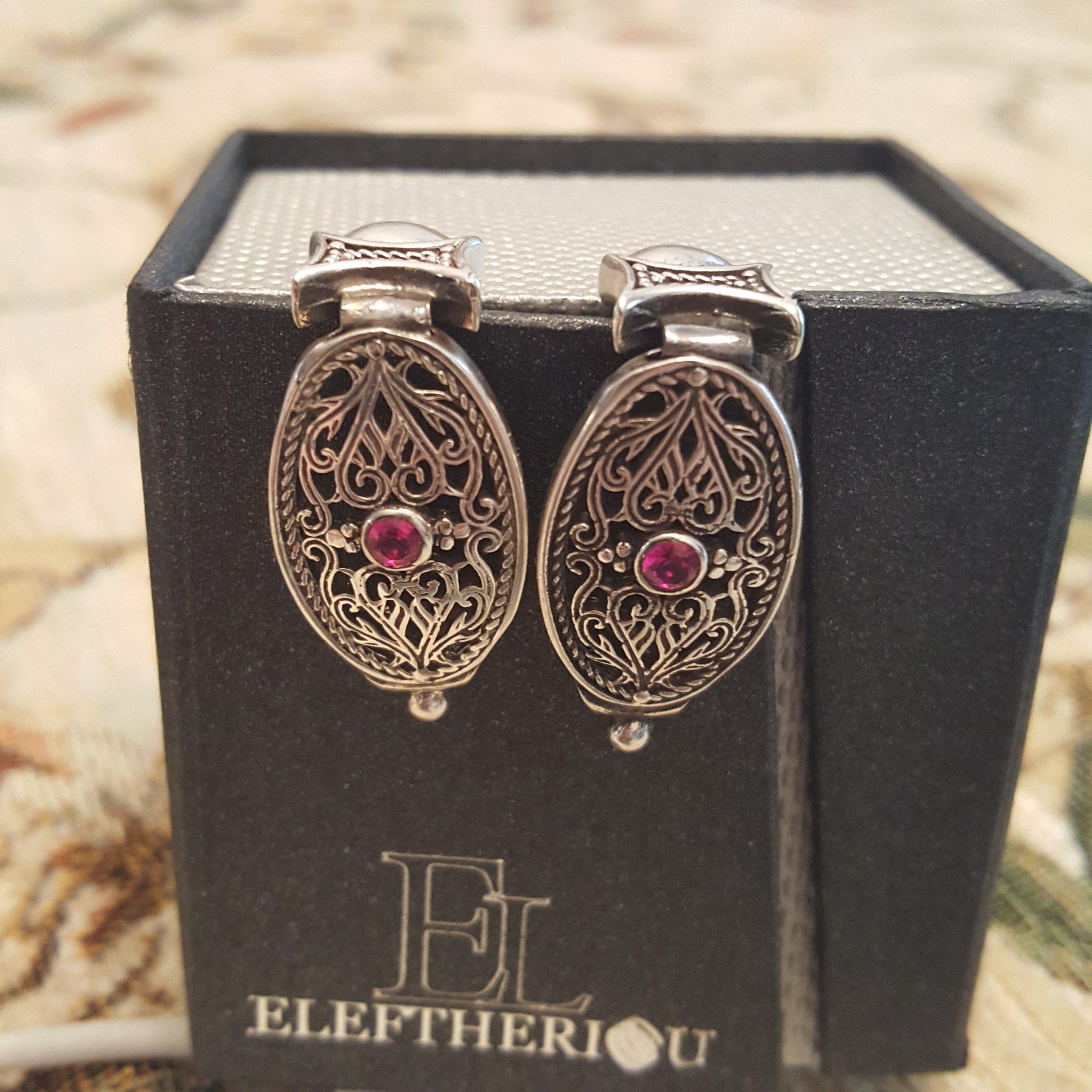 Byzantine Earrings in Sterling Silver with zircon (GT-09)