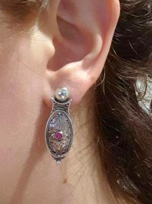 Byzantine Earrings in Sterling Silver with zircon (GT-09)