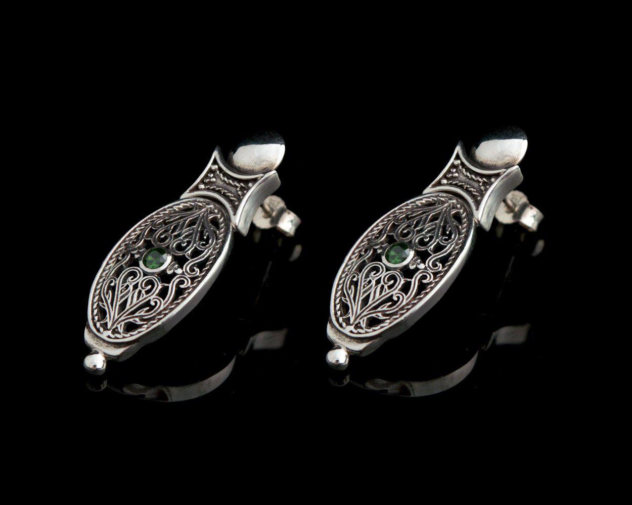 Byzantine Earrings in Sterling Silver with zircon (GT-09)