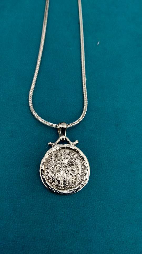 Byzantine Konstantinato Pendant Solid Sterling silver, Greek Handmade Jewelry