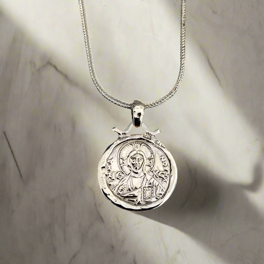 Byzantine Konstantinato Pendant Solid Sterling silver, Greek Handmade Jewelry