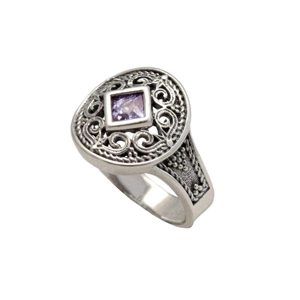 Byzantine Ring in Sterling Silver with zircon (DT-01)