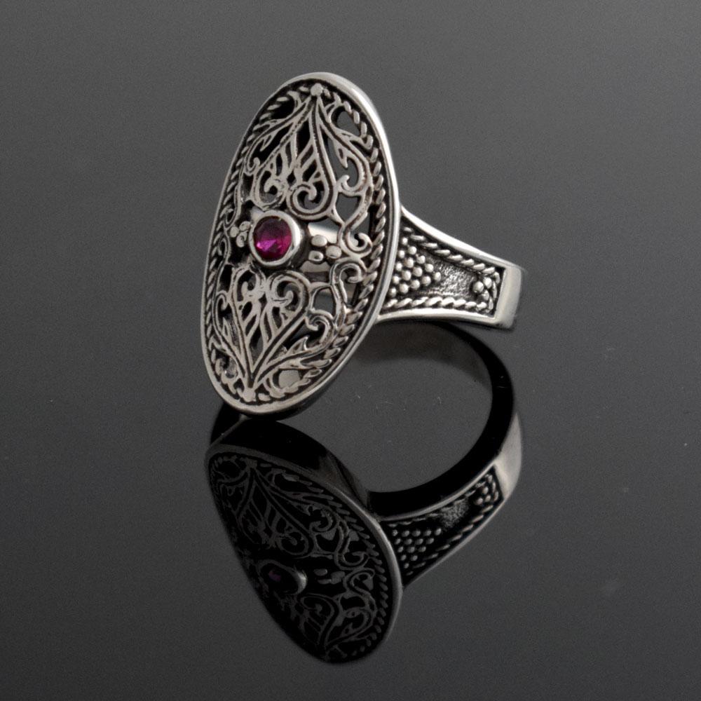 Byzantine Ring in Sterling Silver with zircon (DT-02)