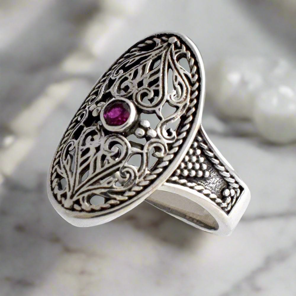 Byzantine Ring in Sterling Silver with zircon (DT-02)