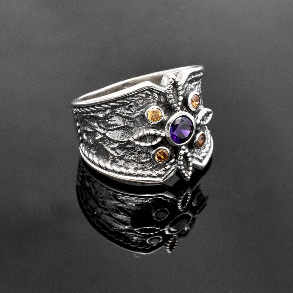 Byzantine Ring in Sterling Silver with zircon (DT-08)