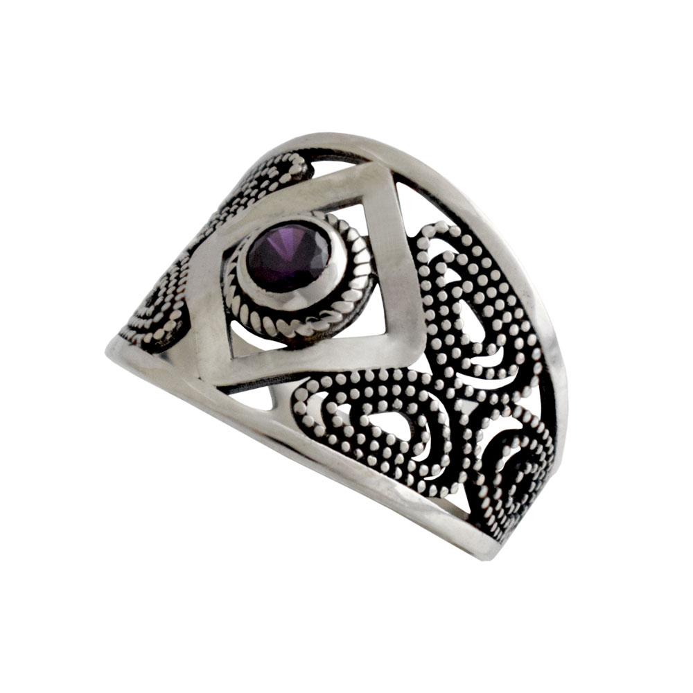 Byzantine Ring in Sterling Silver with zircon (DT-136)