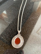 Byzantine pendant in sterling silver with carnelian (PE-84)