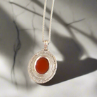 Byzantine pendant in sterling silver with carnelian (PE-84)