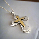 Christening Cross 925 Sterling Silver with 14k Gold Elements (STS-03)