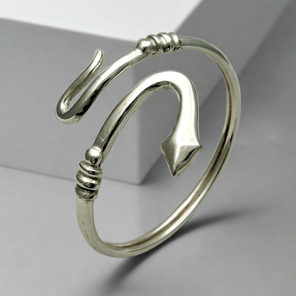 Coiled Snake Bangle, Minoan Bangle, Sterling Silver Bangle (B-52)