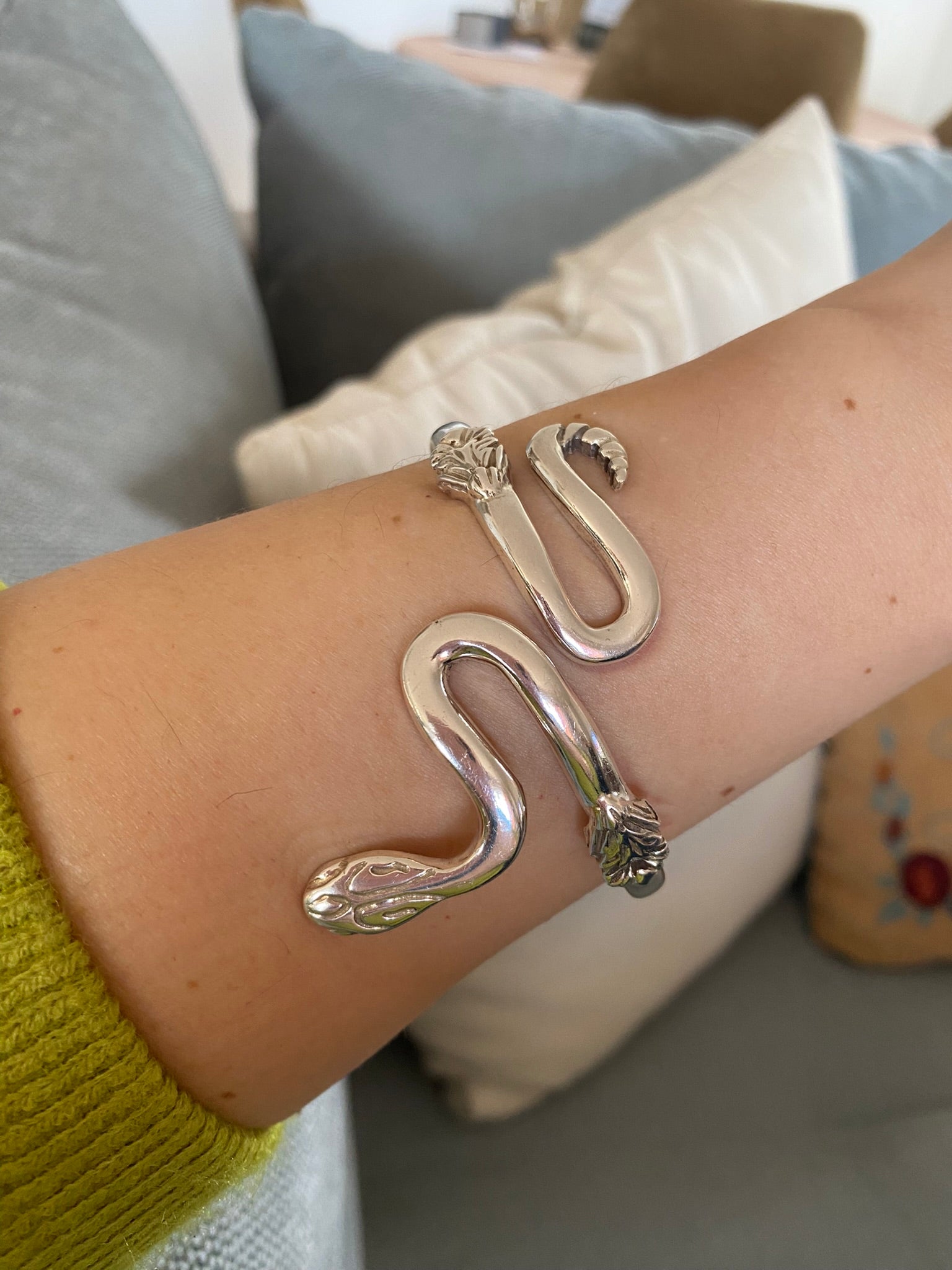 Coiled Snake Bangle, Minoan Bangle, Sterling Silver Bangle, Greek Jewelry