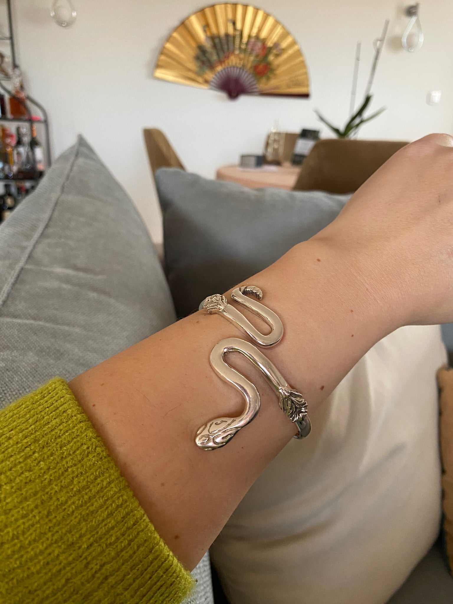 Coiled Snake Bangle, Minoan Bangle, Sterling Silver Bangle, Greek Jewelry