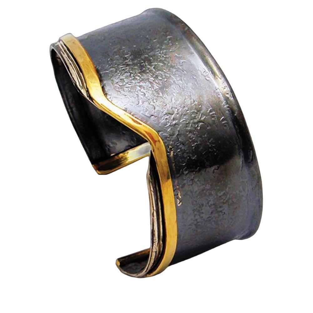 Cuff bracelet in Sterling Silver with Decorative Black Patina (Oxidation) (BM-08)