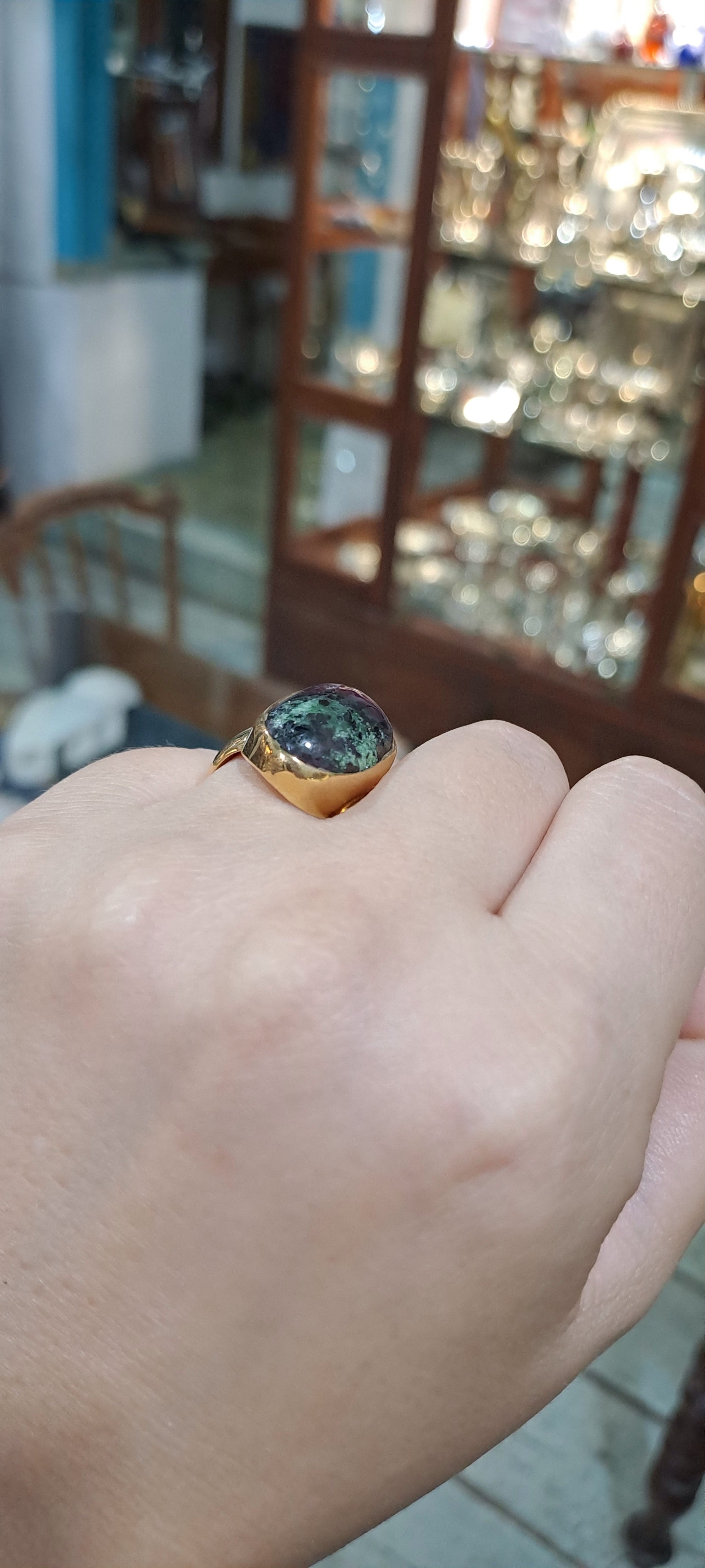 Diopside oval stone 18k gold ring, one of a kind, 18k gold ring, Fine ring, Handmade rings, Greek Jewelry