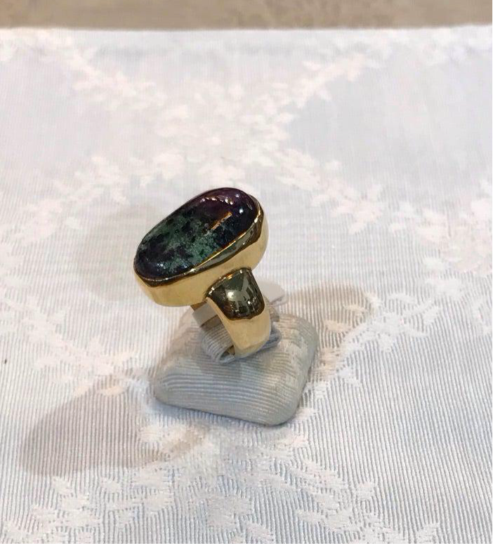 Diopside oval stone 18k gold ring, one of a kind, 18k gold ring, Fine ring, Handmade rings, Greek Jewelry