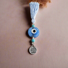 Evil Eye Charm on a tassel, House decoration, holiday decor, welcome gift, silver charm, Konstantinato Charm