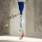 Evil Eye Charm on a tassel, House decoration, holiday decor, welcome gift, silver charm, Pomegranate Charm (GK-19)