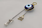 Evil eye protection stone with silver charm, Evil Eye Charm, home décor, gift, Wall Decor, silver charm, Angel Charm